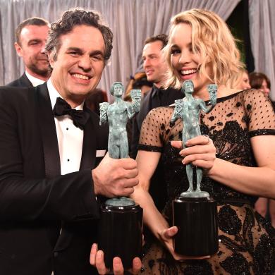 Backstage with Mark Ruffalo and Rachel McAdams at the 22nd Annual Actor Awards